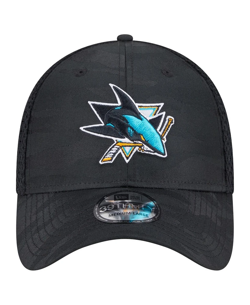 New Era Men's Black San Jose Sharks Active Subtle Camo 39THIRTY Flex Hat