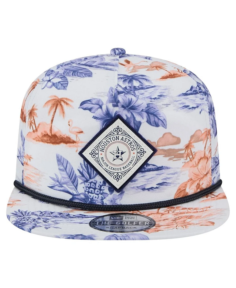 New Era Men's White Houston Astros Printed Island Golfer Snapback Hat