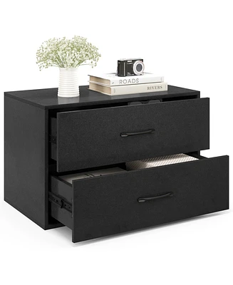 Stackable 2-Drawer Storage Cabinet with Handles for Entryway or Office Use