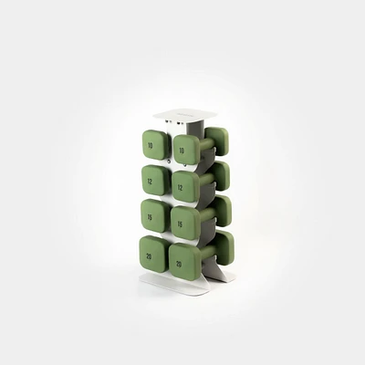 WeGym SafeGrip Dumbbells Upper Set with Light Rack - 10, 12, 15, 20lbs