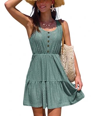 Cupshe Women's Breezy Crochet Lace Tiered Beach Cover Up Beach Dress