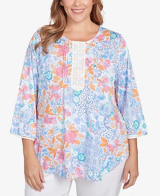 Ruby Rd. Plus Size Floral Puff Print Top