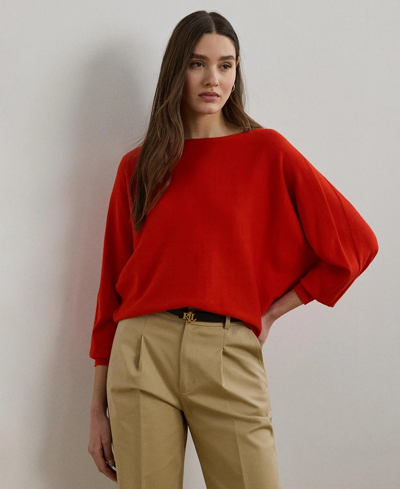 Lauren Ralph Women's Cotton-Blend Dolman-Sleeve Sweater