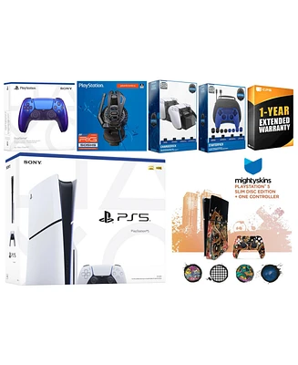 Sony Playstation 5 Slim Disc with Extra Camo Controller, Plantronics Headset, Gamer Kit, Charge Dock and MightySkins Decal Voucher + 1 Year Cps Extend