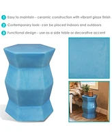 Moderno Geometric Ceramic Decorative Garden Stool - 17.25"
