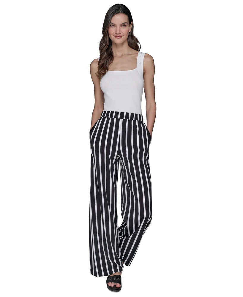Karl Lagerfeld Paris Women's Striped Pull-On Pants
