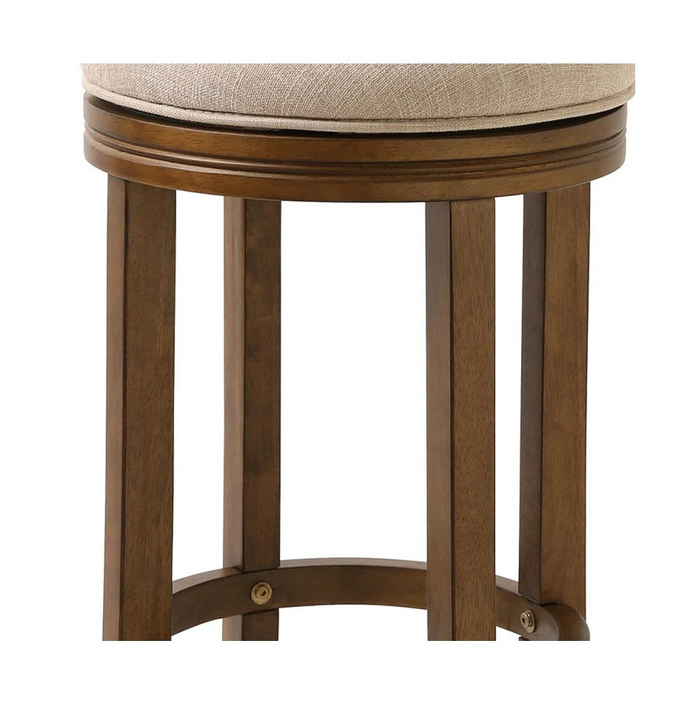 Backless Swivel Counter Height Bar Chair – Solid Wood Frame for Kitchen or Dining Use