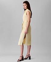 Calvin Klein Women's Sleeveless Tie-Waist Shirtdress