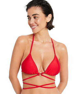 Lscn by Lascana Women's Shimmer Strappy Triangle Bikini Swimsuit Top Bra Sizing