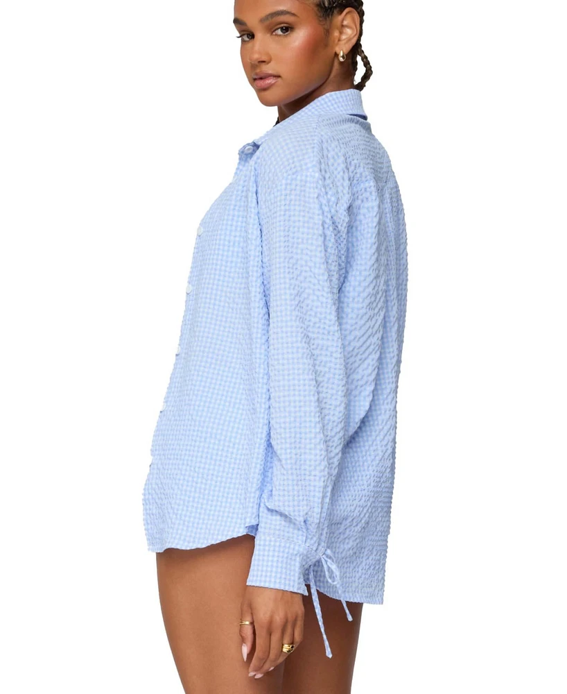 Edikted Women's Lira Oversized Gingham Button Up Shirt
