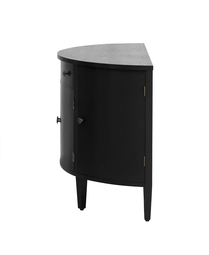Curved Wood Storage Cabinet with Adjustable Shelves