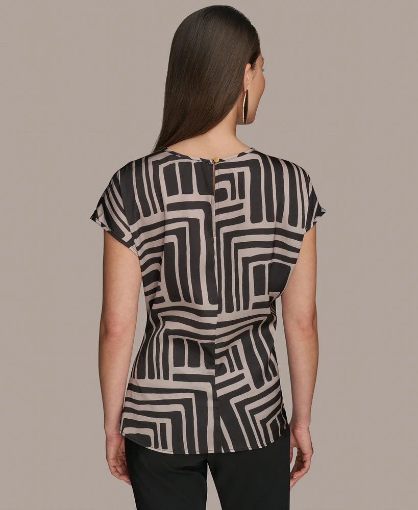 Donna Karan New York Women's Cap-Sleeve Printed Top