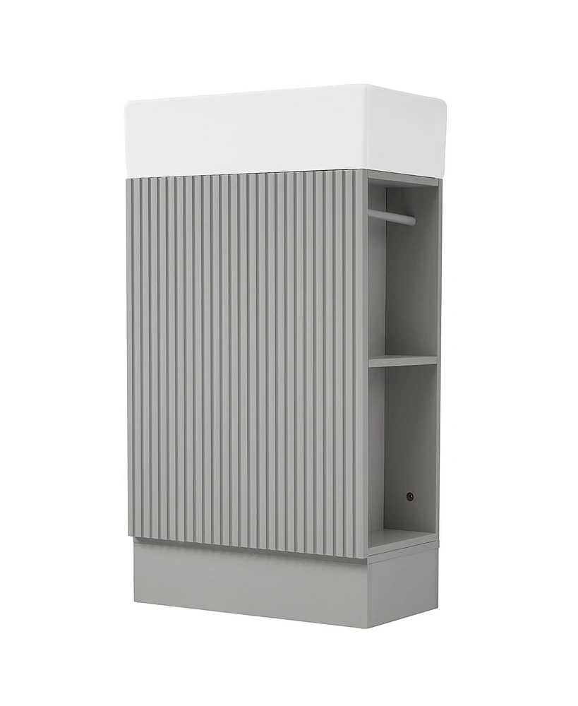 18.6" Bathroom Vanity with Sink, Bathroom Vanity Cabinet with Two-tier Shelf, Left or Right Orientation, Grey