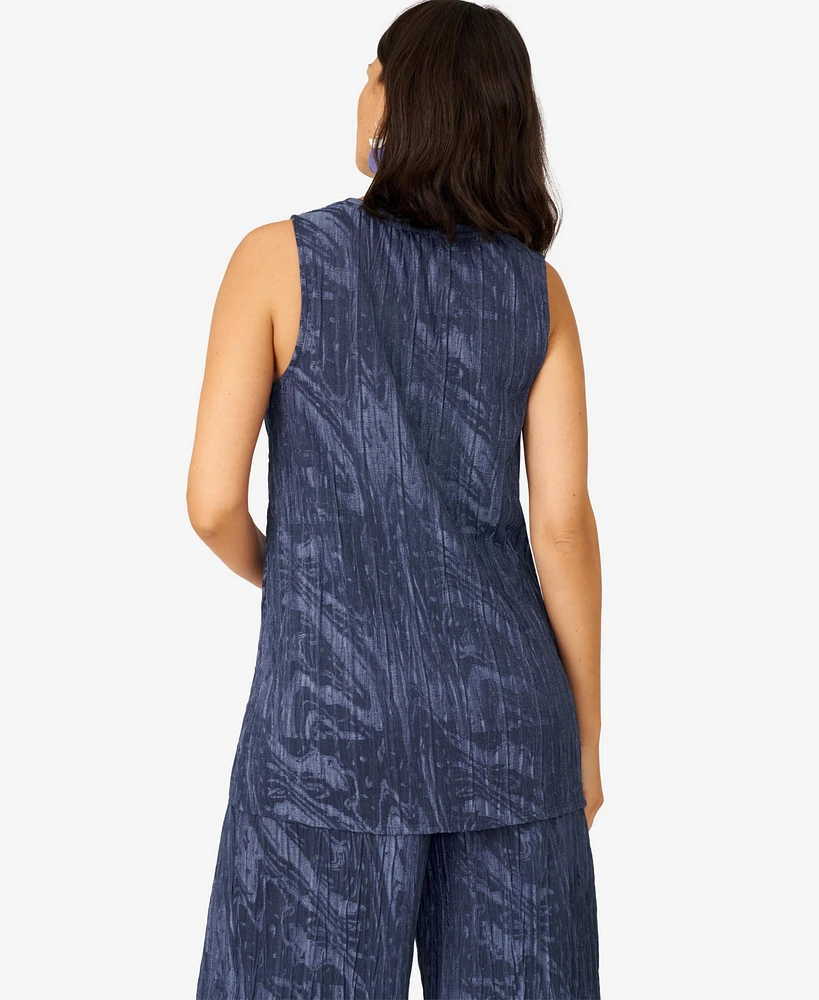Cable & Gauge Women's Jacquard Sleeveless Tunic with Pant Matching Set