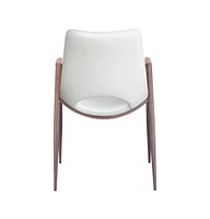 Set of 2 Upholstered Faux Leather Dining Chairs with Armrests and Open Back