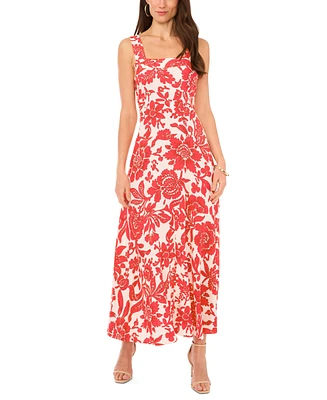 Vince Camuto Women's Floral Square-Neck Smocked-Back Sleeveless Maxi Dress