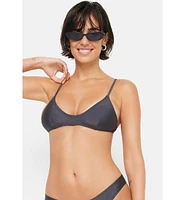 Lscn by Lascana Women's Shimmer Scoop Neck Bikini Swimsuit Top Bra Sizing