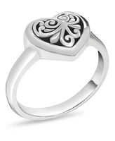 Devata Sweet Heart Filigree Ring in Sterling Silver
