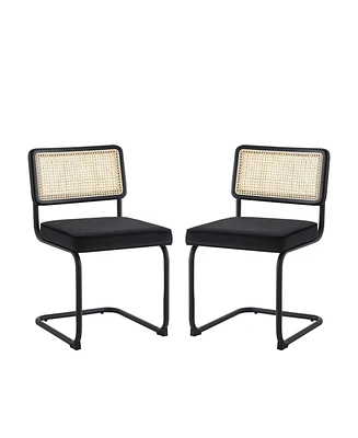 Set of Two Velvet Upholstered Dining Side Chairs with Stylish Design
