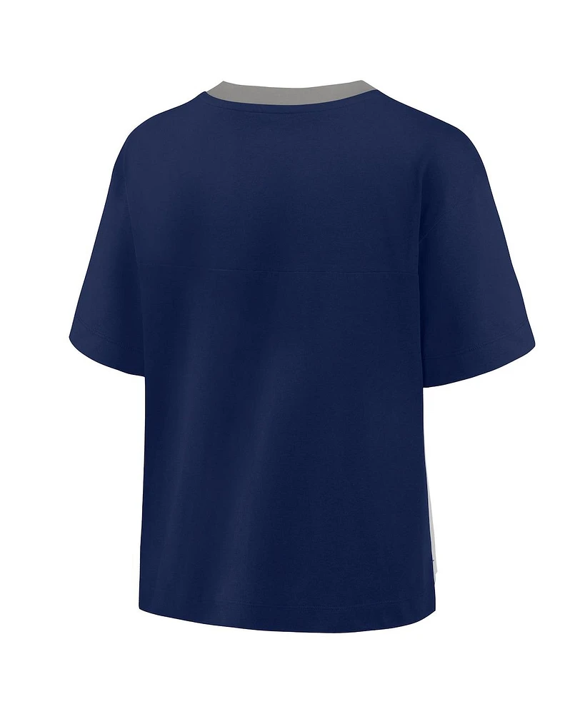 Fanatics Women's Navy/Graphite New York Yankees Oversized Race To Win V-Neck T-Shirt