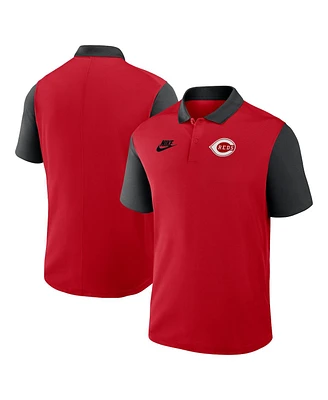 Nike Men's Red/Black Cincinnati Reds Cooperstown Collection Color Block Victory Performance Polo Shirt