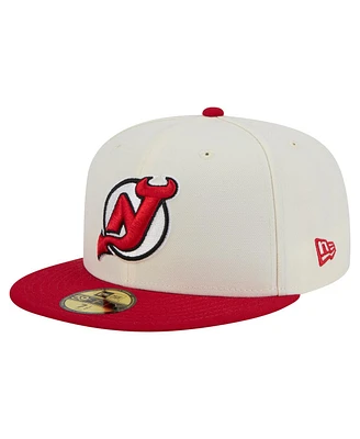 New Era Men's White New Jersey Devils Chrome Two-Toned 59FIFTY Fitted Hat