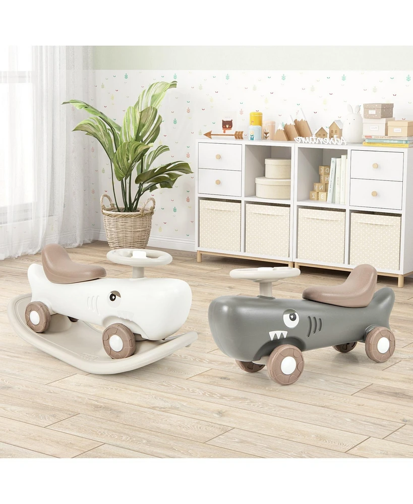 Convertible Rocking Horse and Sliding Car with Detachable Balance Board-Black