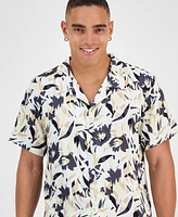 Hugo by Hugo Boss Men's Abstract Floral Beach Shirt
