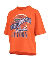 Pressbox Women's Orange Florida Gators 2025 Ncaa Men's Basketball National Champions World Ball Motley Crew Oversized Slub T-Shirt
