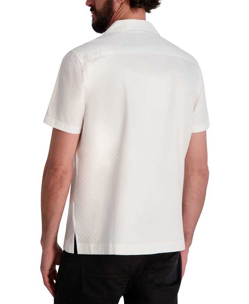 Karl Lagerfeld Paris Men's Textured Tonal Checkered Shirt