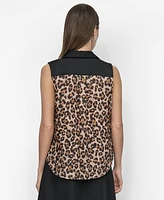 Dkny Women's Sleeveless Leopard-Print Blouse