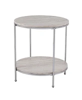 Wood and Iron Rectangular End Table with Shelf for Living Room or Bedroom