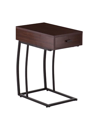 Wood and Iron End Table with Drawer for Sofa Side or Bedside Use