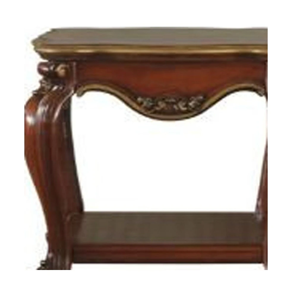 Solid Hardwood Square End Table with Bottom Display Shelf