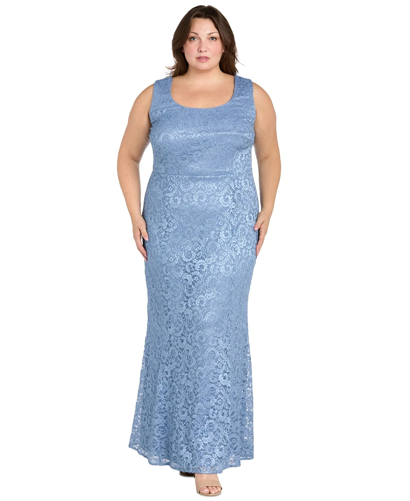 R & M Richards Plus Metallic Lace Jacket and Dress