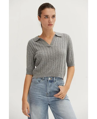 Crescent Women's Saman Pointelle Knit Top