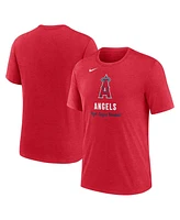 Nike Men's Heather Red Los Angeles Angels Logo Tri-Blend T-Shirt
