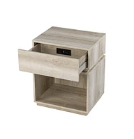 Wood Rectangular End Table with Drawer and Shelf for Living Room or Bedroom