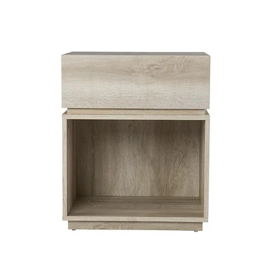 Wood Rectangular End Table with Drawer and Shelf for Living Room or Bedroom