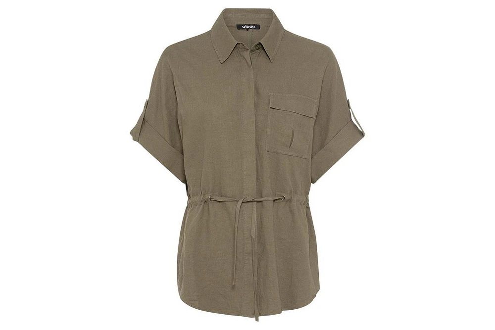 Olsen Women's Camp Shirt Drawstring Waist