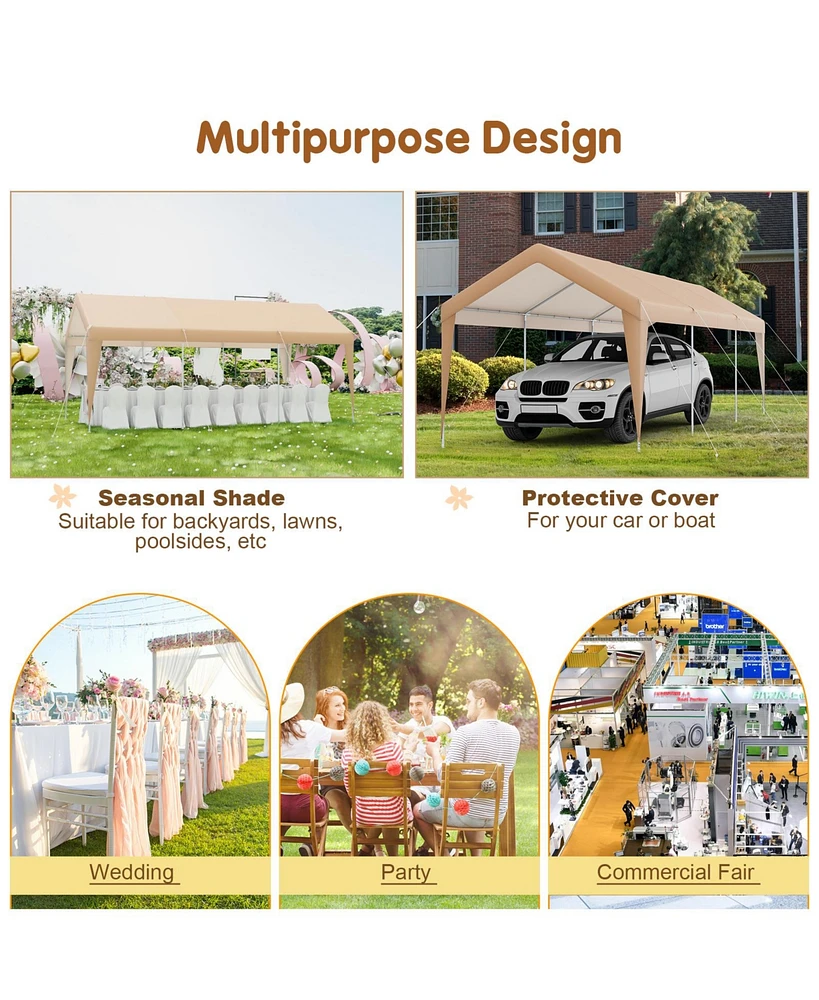 10 x 20 Feet Patio Heavy Duty All-Weather Tent Carport with Galvanized Steel Frame