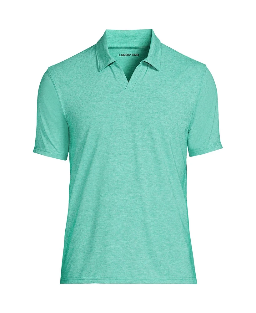 Lands' End Men's Upf 50 Short Sleeve Johnny Collar Polo Rash Guard Shirt
