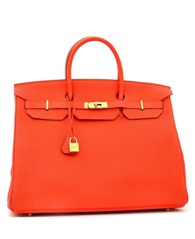 Pre-Owned Hermes Birkin 40 Handbag Orange Togo with Gold Hardware