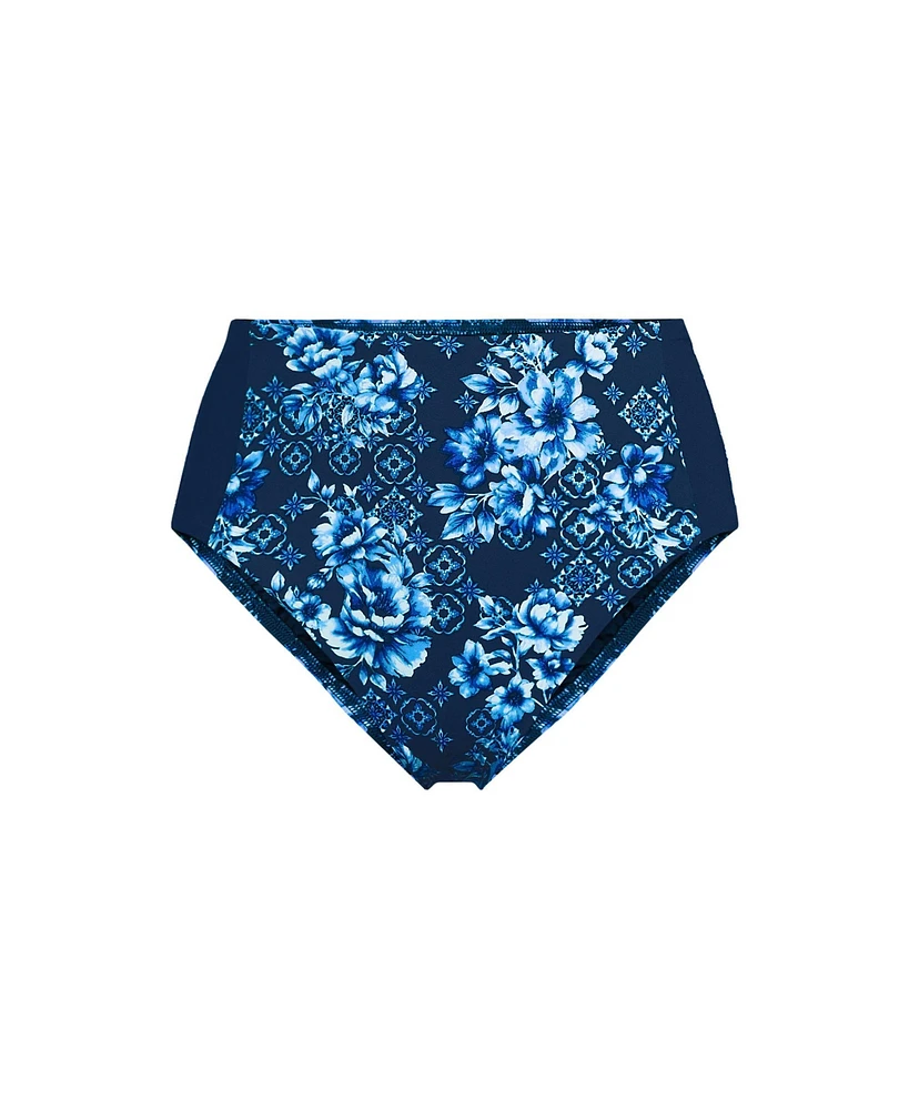 Lands' End Plus Seamed High Waisted Bikini Bottoms