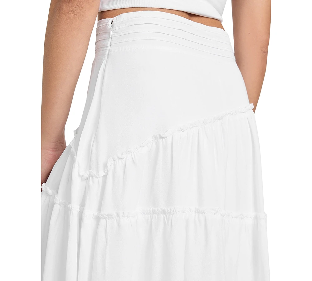 Guess Women's Tanya Denim Tiered Maxi Skirt