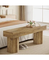 Tribesigns Wooden Dining Bench, 41" Farmhouse Entryway Bench for Indoor Space, Long End of Bed Seat for Dining Room, Bedroom, Entry, Mudroom