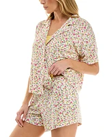 Roudelain Women's Oversized Shirt, Cami & Boxer Short 3-Pc. Pajama Set