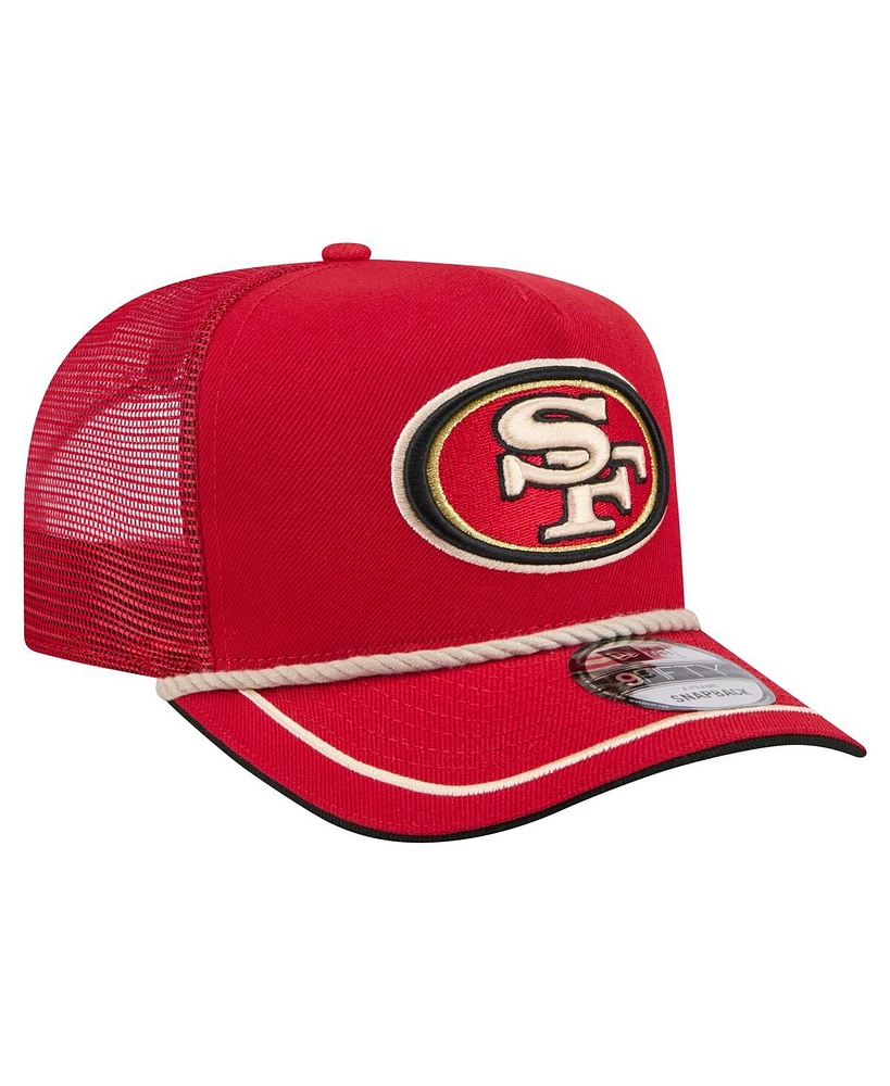 New Era Men's Scarlet San Francisco 49ers Vintage Team Rope A-Frame Trucker 9FIFTY Snapback Hat