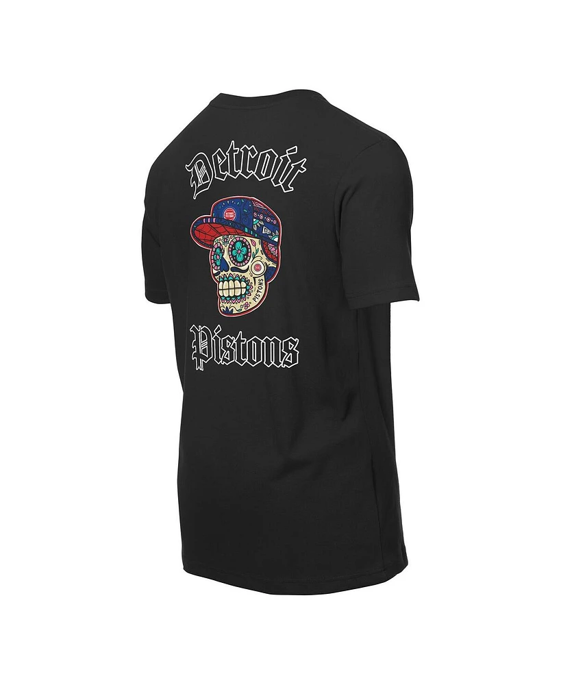 New Era Men's Black Detroit Pistons Sugar Skulls T-Shirt