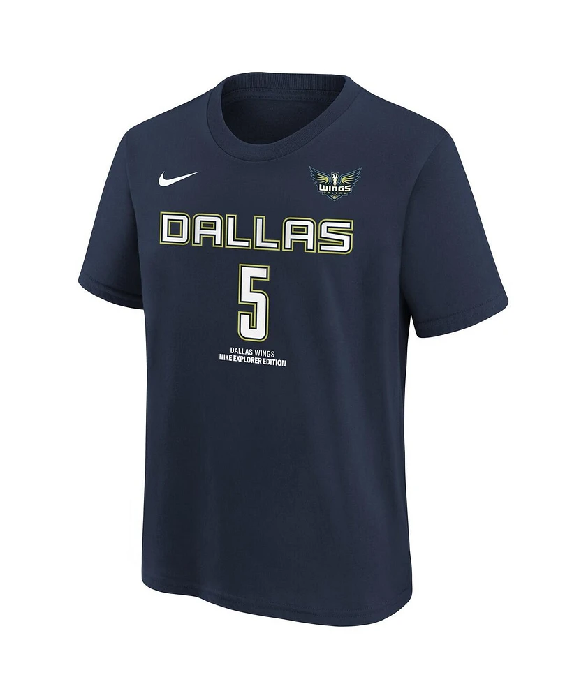 Nike Big Boys and Girls Paige Bueckers Navy Dallas Wings 2025 Wnba Draft Explorer Edition Name Number T-Shirt